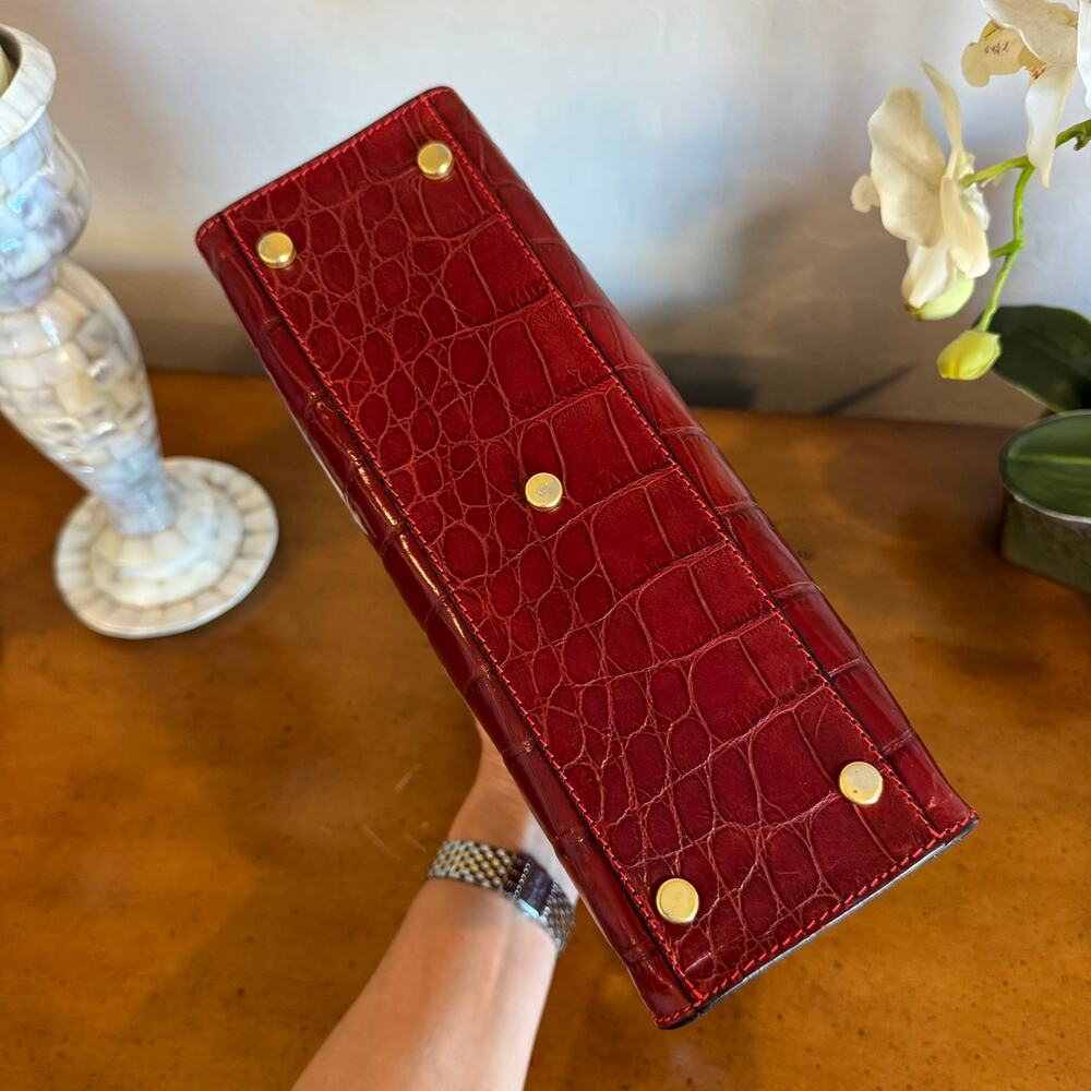 Rare Vintage Bally Red Croc Embossed Leather Top Handle Bag - Picture 6 of 14
